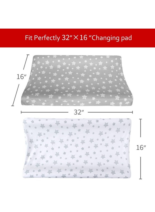 Changing Pad Cover For Boys Girls 2 Pack, Lovely Print Soft Unisex Diaper Change Table Sheets, Fit 32