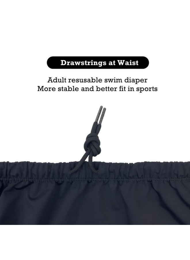 Reusable Adult Swim Diapers Special Needs, Plastic Diaper Cover Leakproof, Swimmers Nappy Rubber Pant For Incontinence Protection Unisex (M, Black)