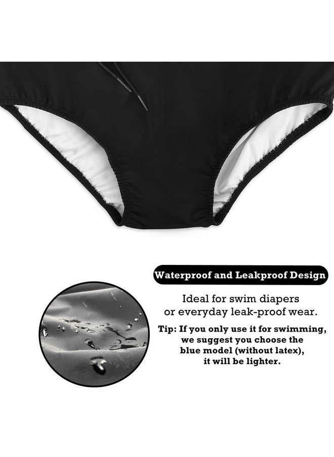 Reusable Adult Swim Diapers Special Needs, Plastic Diaper Cover Leakproof, Swimmers Nappy Rubber Pant For Incontinence Protection Unisex (M, Black)