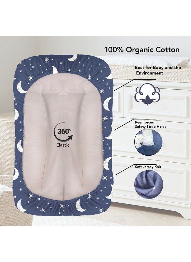 100% Organic Cotton Baby Lounger Or Changing Pad Covers With Reenforced Safety Strap Holes. Fits Evolur, Munchkin, Delta, Snuggle Me And More. Multi-Use, 3 Pk Of Covers Only.