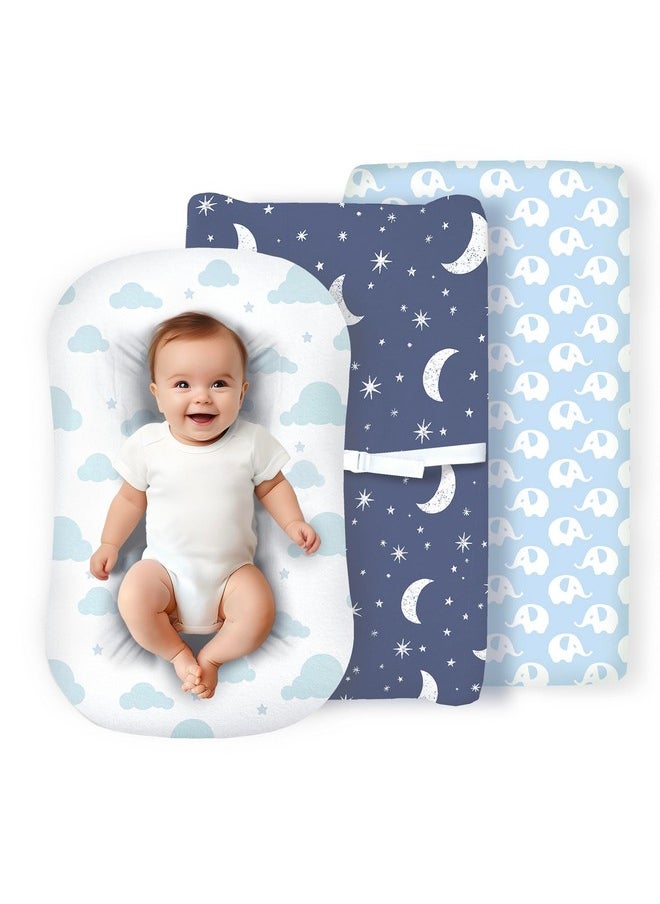 100% Organic Cotton Baby Lounger Or Changing Pad Covers With Reenforced Safety Strap Holes. Fits Evolur, Munchkin, Delta, Snuggle Me And More. Multi-Use, 3 Pk Of Covers Only.