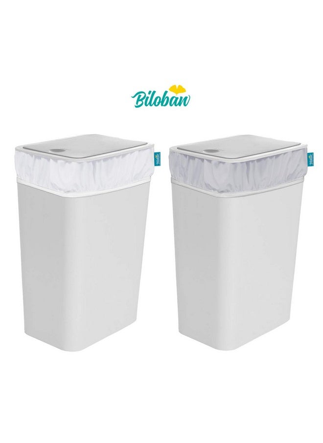 Reusable Diaper Pail Liner Bags 2 Pack For Ubbi Diaper Pail, Waterproof Larger Capacity & Washable Wet Bag For Dirty Diapers, Cloth Diaper, Laundry And Kitchen Garbage, Grey & White