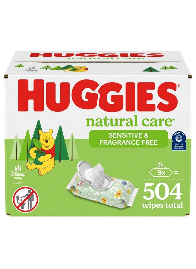 Natural Care Sensitive Baby Wipes, Unscented, Hypoallergenic, 99% Purified Water, 9 Flip-Top Packs (3 Packs Of 3), 504 Total Wipes (56 Wipes Per Pack), Packaging May Vary