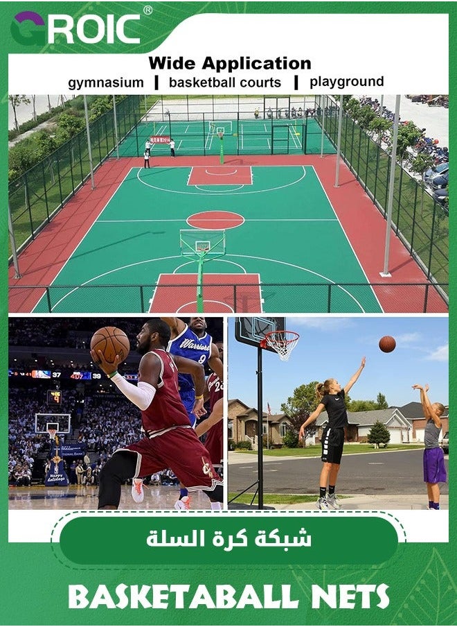 Basketball Net Replacement, 12-Ring Heavy Duty Hoop Quick Installation Net, Standard Braided Chain Fit Most Hoops for Outdoor Use Anti-Rust