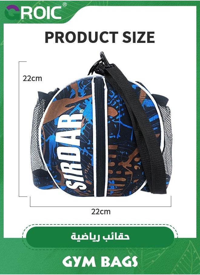 Ball Bag, Size 7 Basketball Bag Soccer Football Volleyball Softball Sports Holder Carrier+Adjustable Shoulder Strap 2 Side Mesh Pockets f/Water Bottle Towel Shoes with Pump