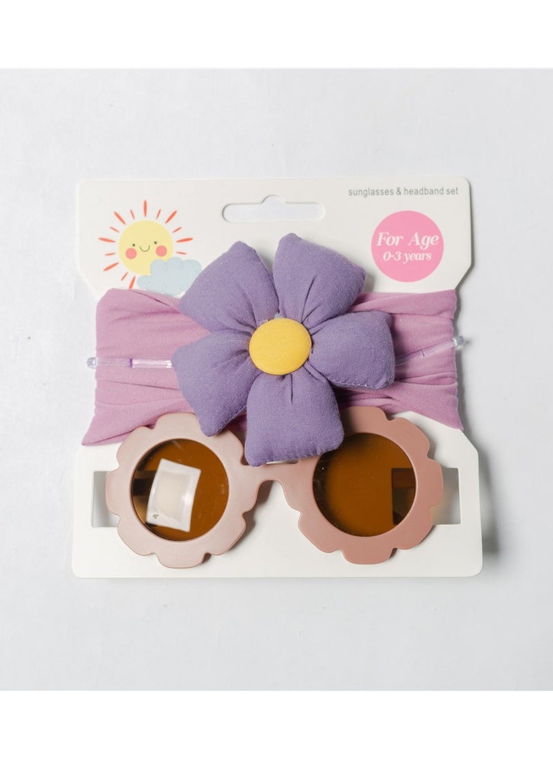 Amirah Glasses and Flower Headband Set For Babies and Girls - Purple