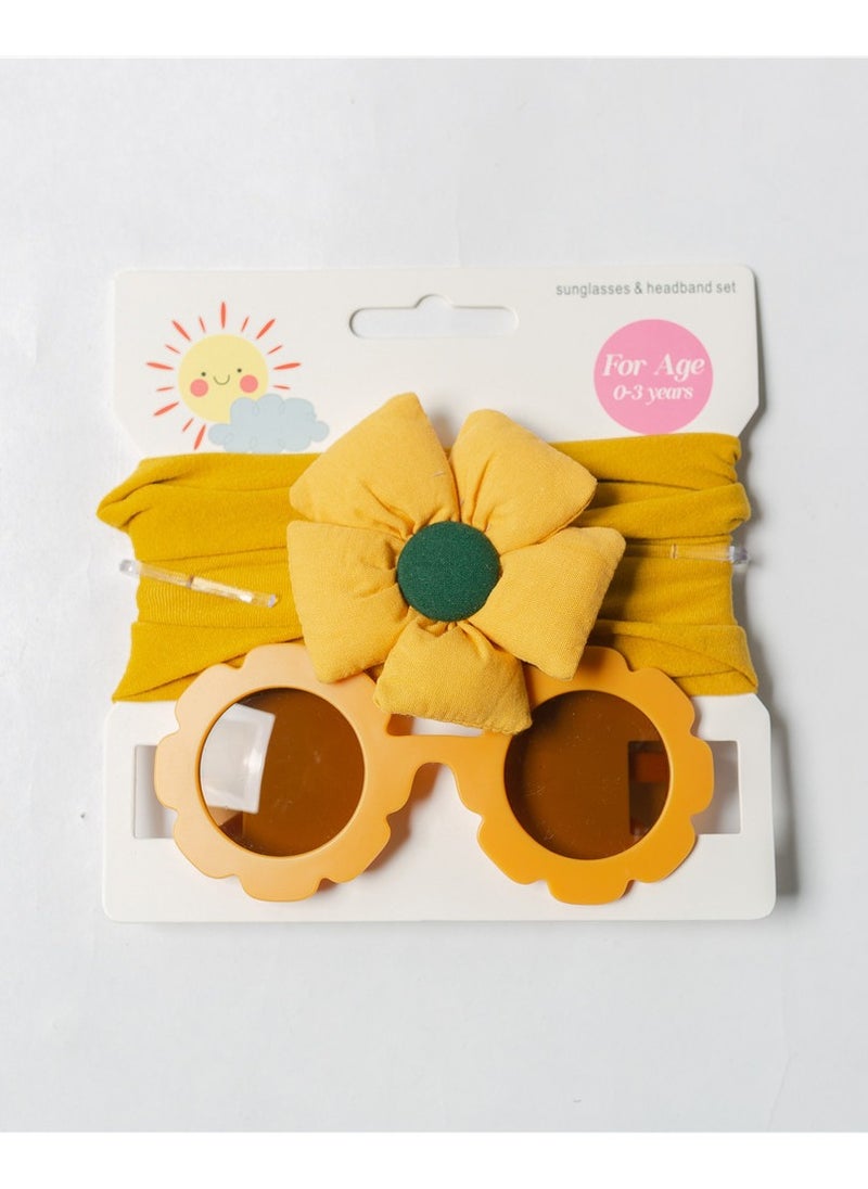 Amirah Glasses and Flower Headband Set For Babies and Girls - Yellow