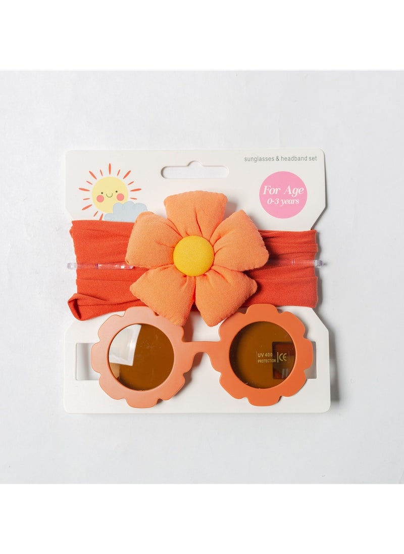 Amirah Glasses and Flower Headband Set For Babies and Girls - Orange