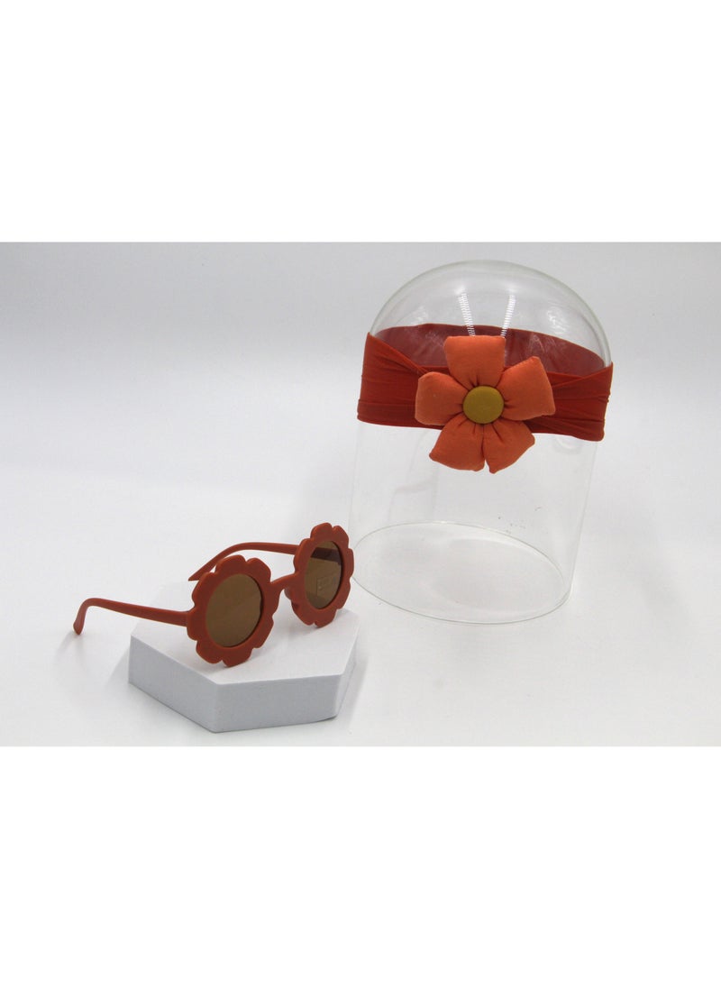 Amirah Glasses and Flower Headband Set For Babies and Girls - Orange