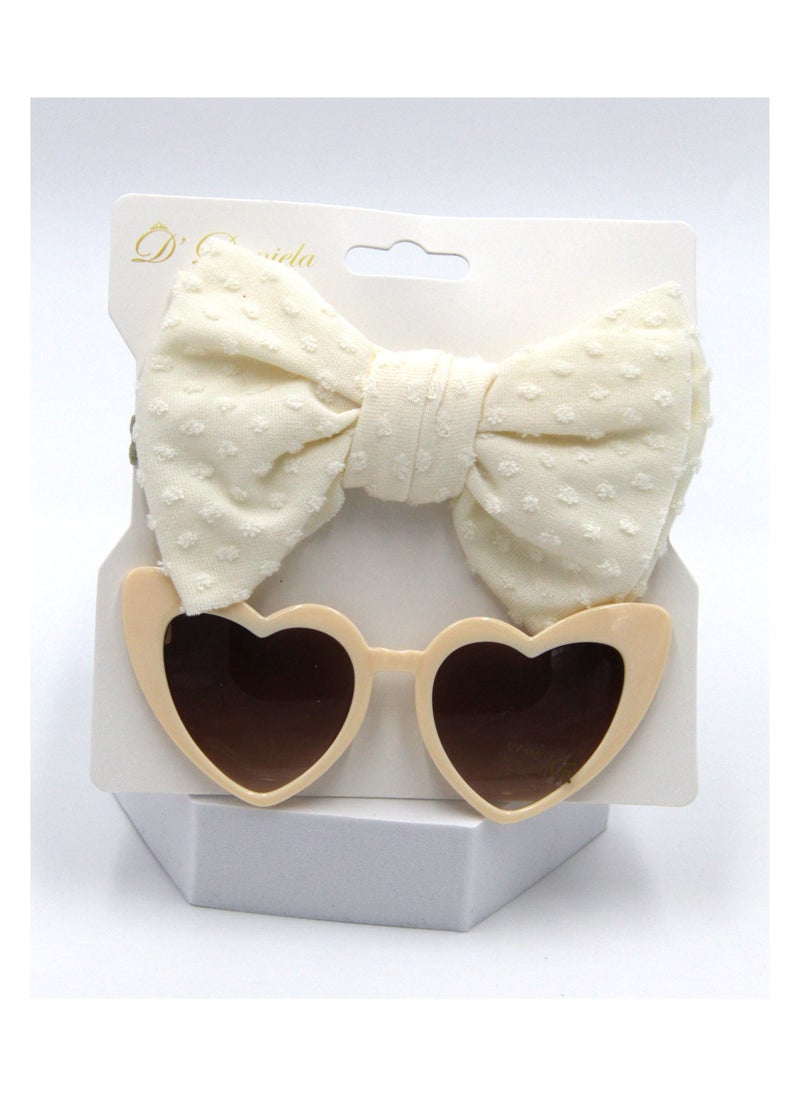 Yara Glasses and Flower Headband Set For Babies and Girls - Cream