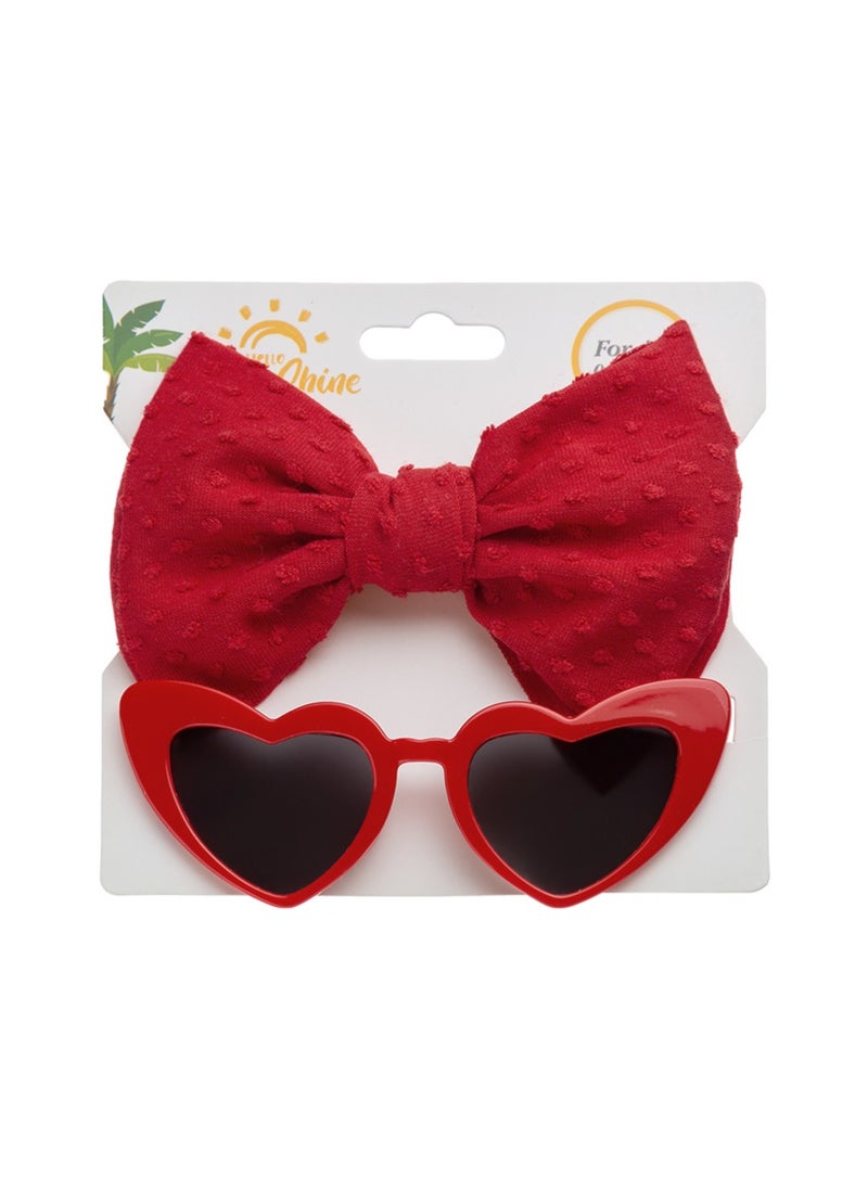 Yara Glasses and Flower Headband Set For Babies and Girls - Red