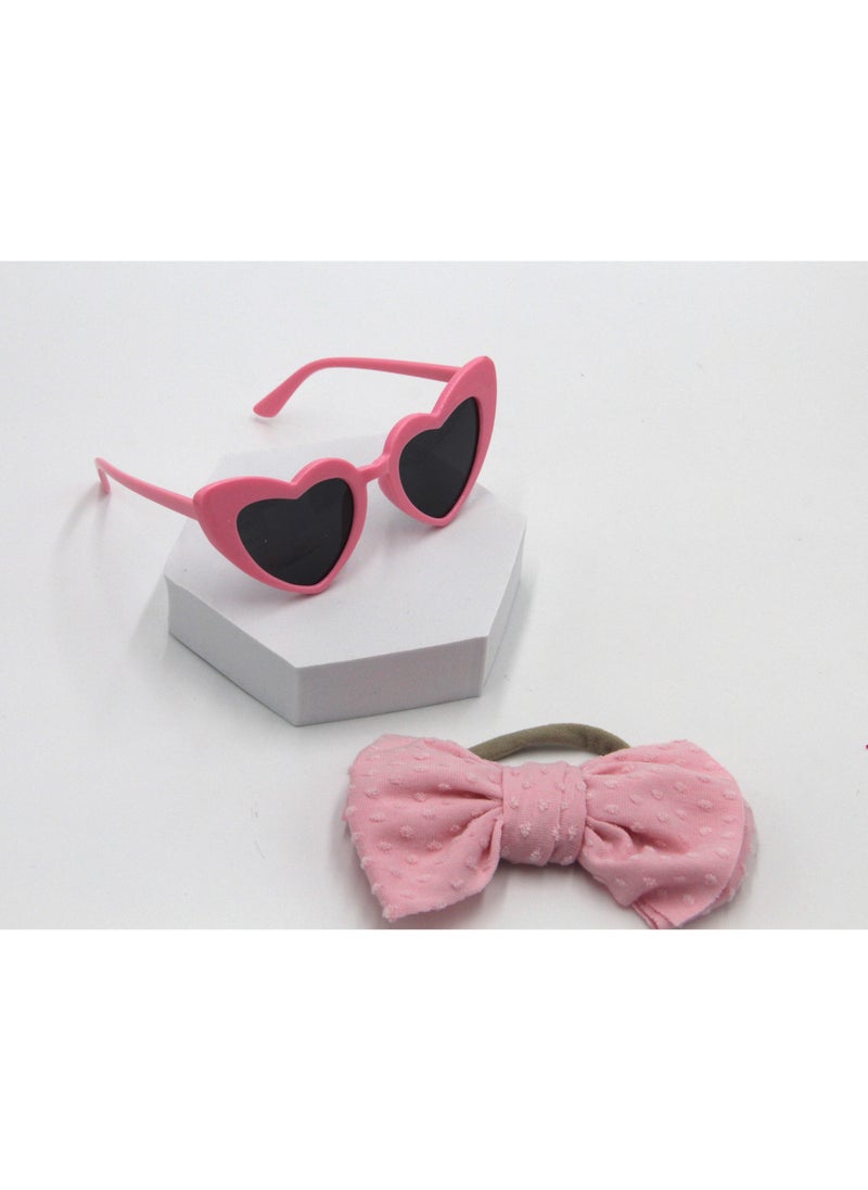 Yara Glasses and Flower Headband Set For Babies and Girls - Baby Pink