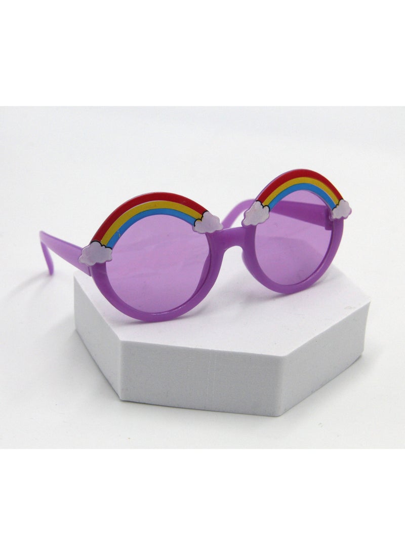 Anaya Rainbow Glasses and Bow Barrette Ponytail Set For Babies and Girls - Purple