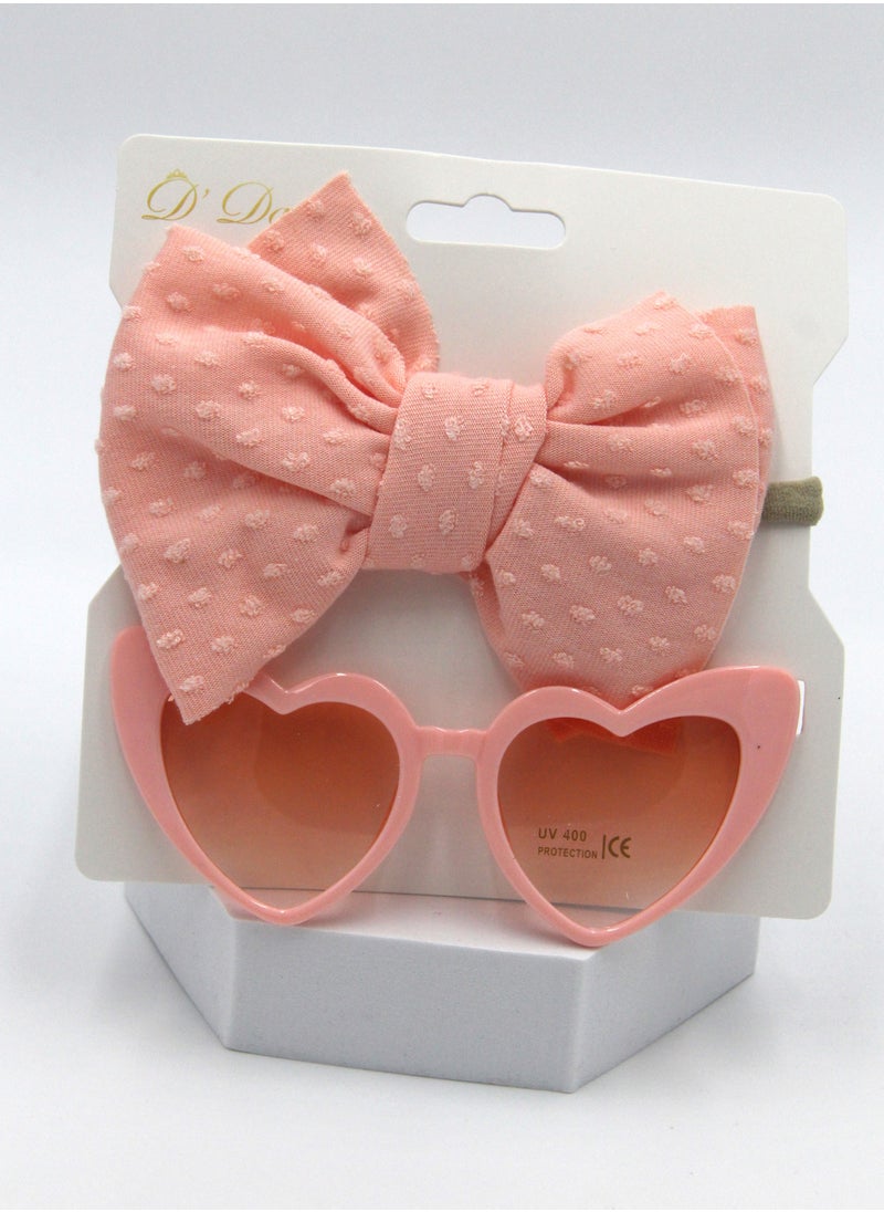 Yara Glasses and Flower Headband Set For Babies and Girls - Coral Pink