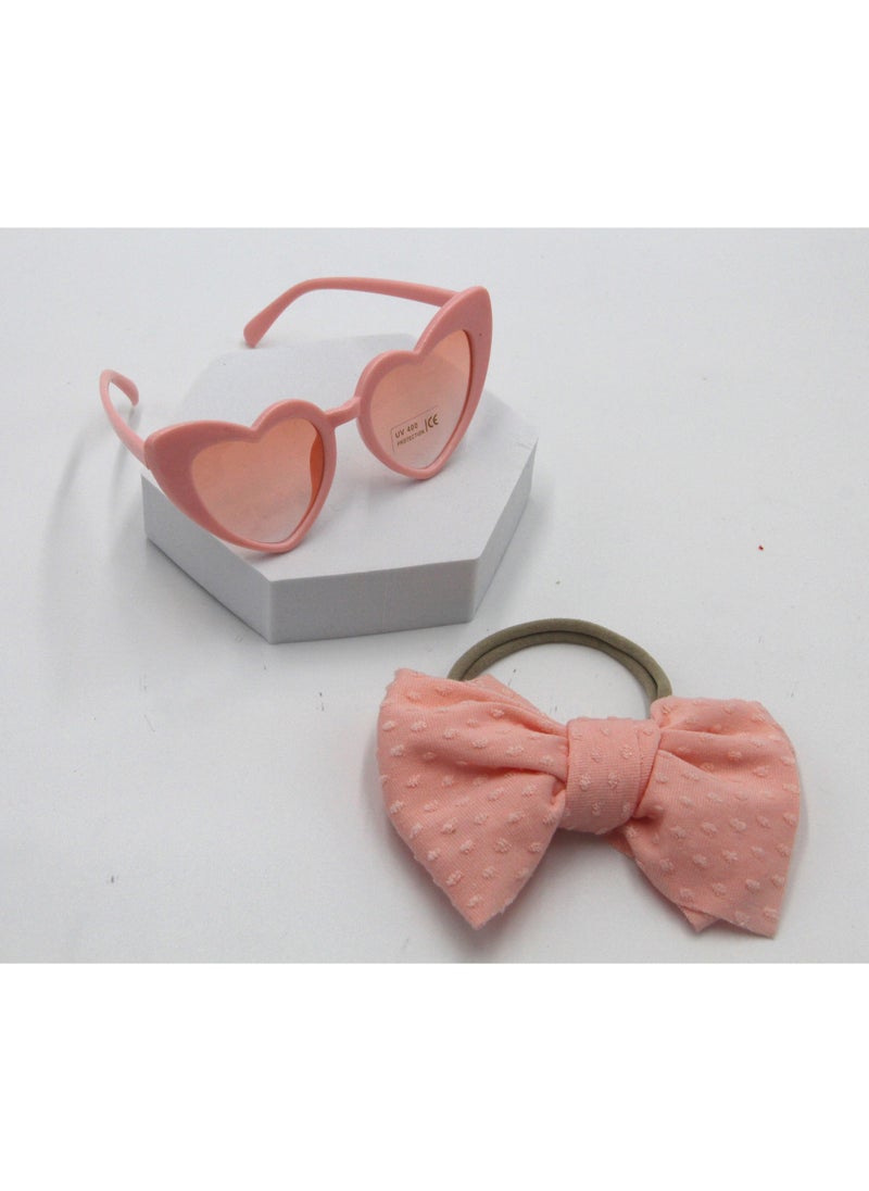 Yara Glasses and Flower Headband Set For Babies and Girls - Coral Pink