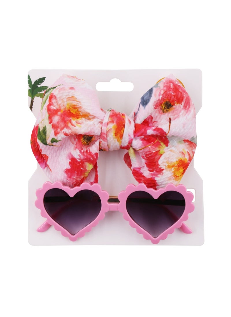 Aisha Glasses and Bow Barrette Ponytail Set For Babies and Girls - Multicolor