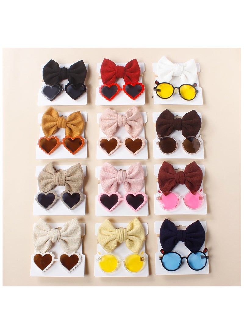 Aisha Glasses and Bow Barrette Ponytail Set For Babies and Girls - Ginger