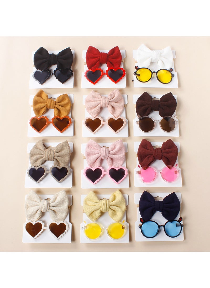 Layla Glasses and Bow Barrette Ponytail Set For Babies and Girls - White