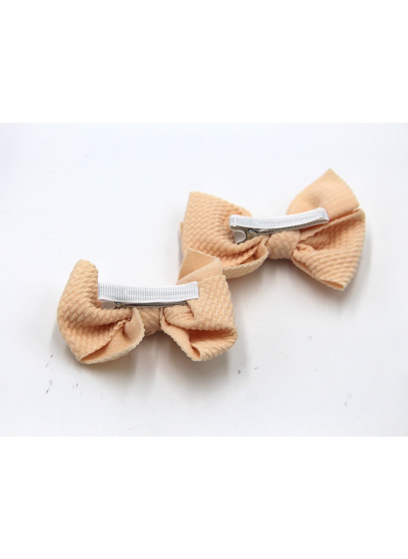 Dana Glasses and Bow Barrette Clip Set For Babies and Girls - Beige