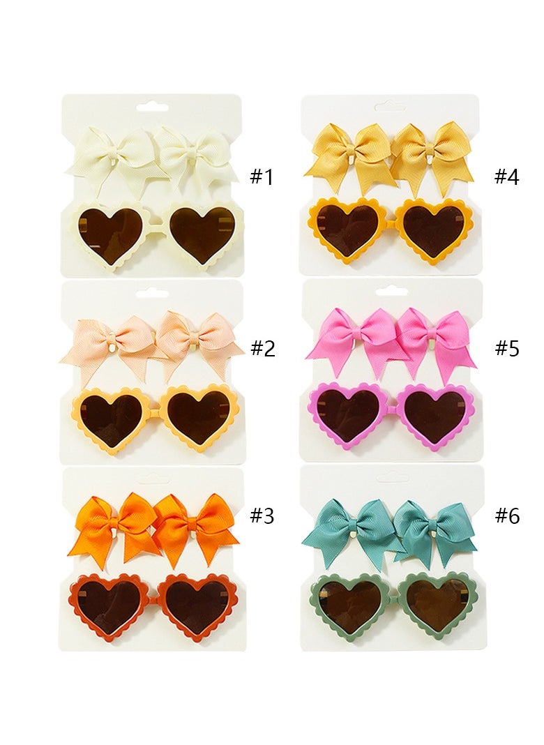 Yasmin Heart Shaped Glasses and Bow Barrette Clip Set For Babies and Girls - Cream