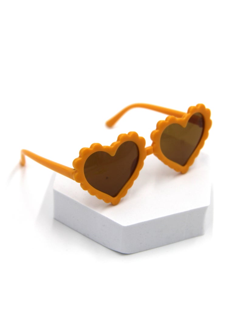 Yasmin Heart Shaped Glasses and Bow Barrette Clip Set For Babies and Girls - Yellow