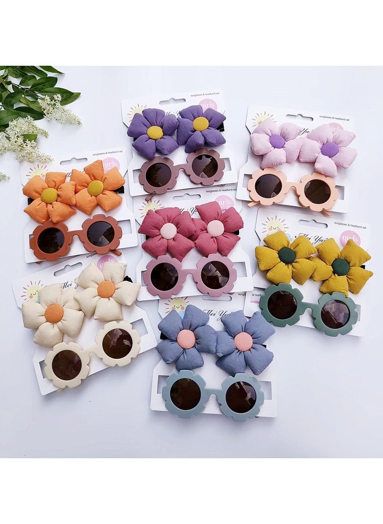 Aida Glasses and Flower Shaped Clip Set For Babies and Girls - Violet