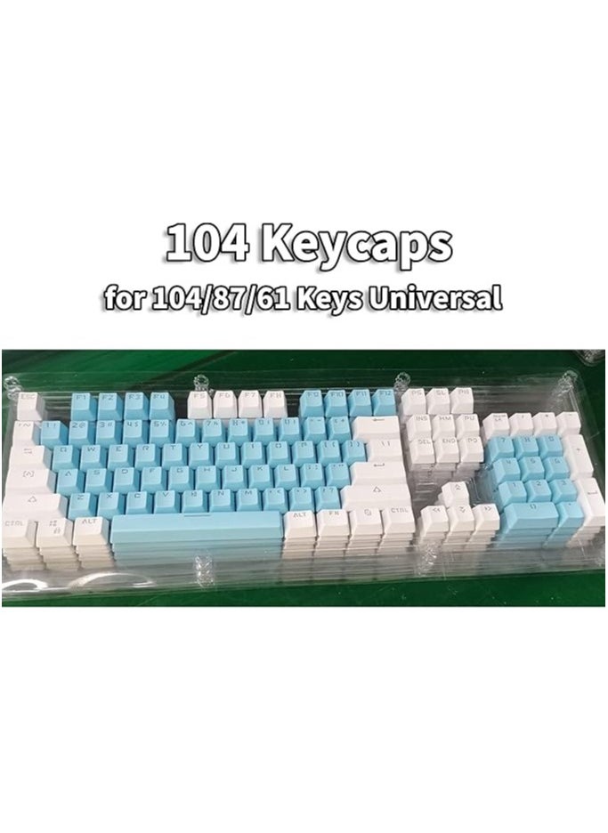 Keycap Computer, Computer Double Color Matching , Translucent Key 104/87/61 Key Universal. (Blue White)