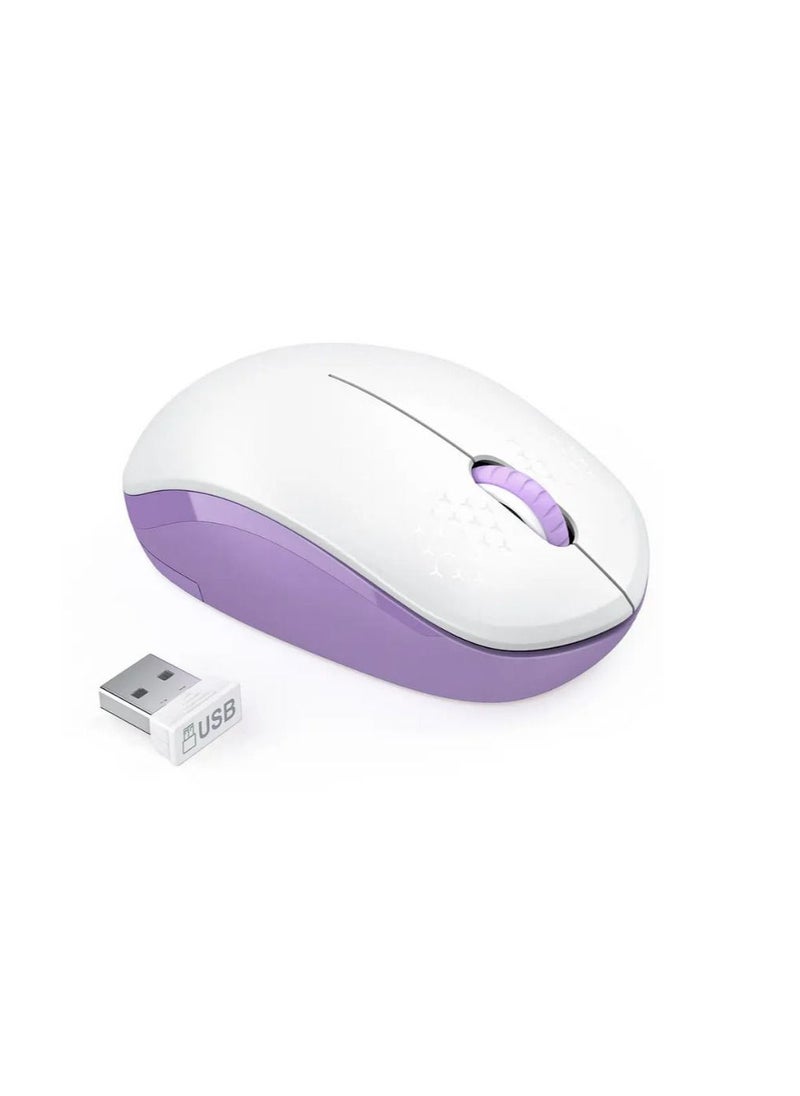 LeadsaiL Wireless Mouse for Laptop 2.4G USB Receiver Noiseless Mice white purple Slim PC Laptop Computer Wireless Mouse