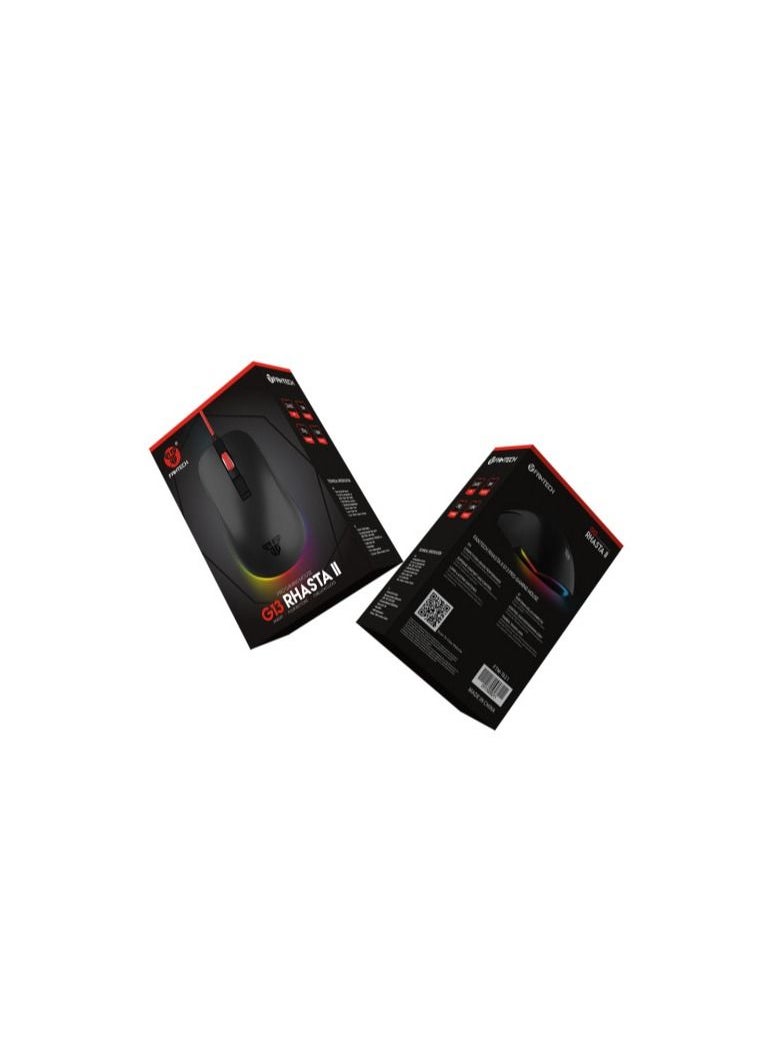 FANTECH Rhasta ll G13 RGB Mouse, Nylon Braided USB Cable with Optical Gaming Sensor, 2400 Dpi, 125Hz Polling Rate, 5 million Lifetime Clicks, Office and Gaming Mouse for PC or Laptop