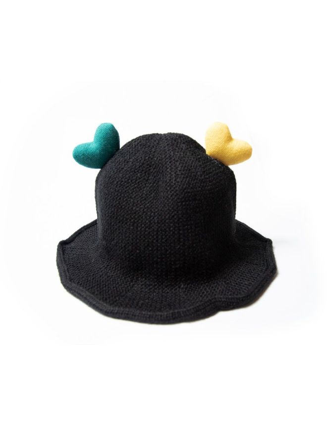 Applique Detail Sun Hat Black