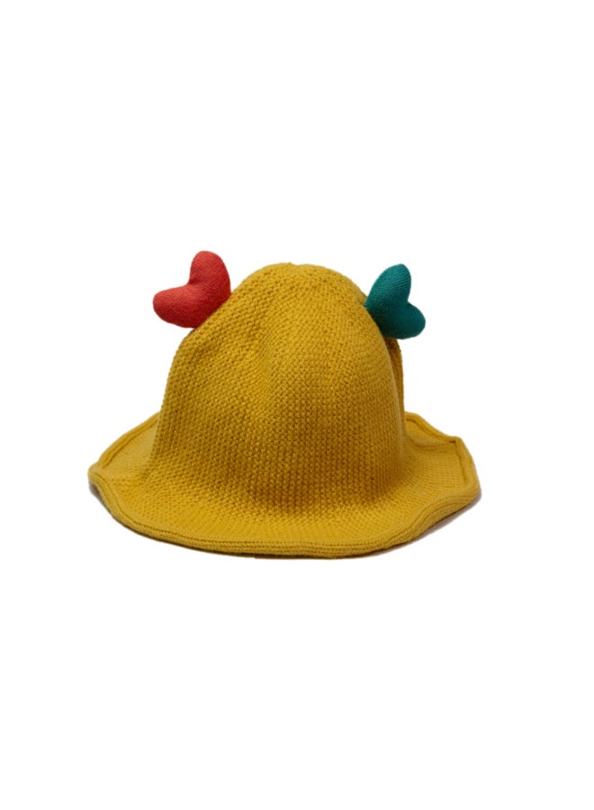 Applique Detail Bucket Style Sun Cap Yellow