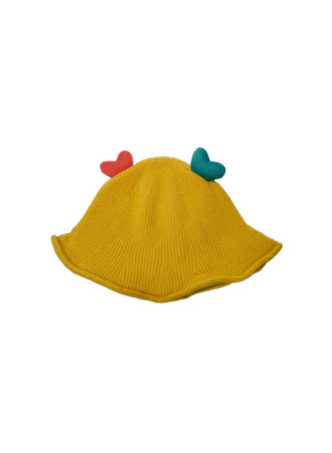 Applique Detail Bucket Style Sun Cap Yellow