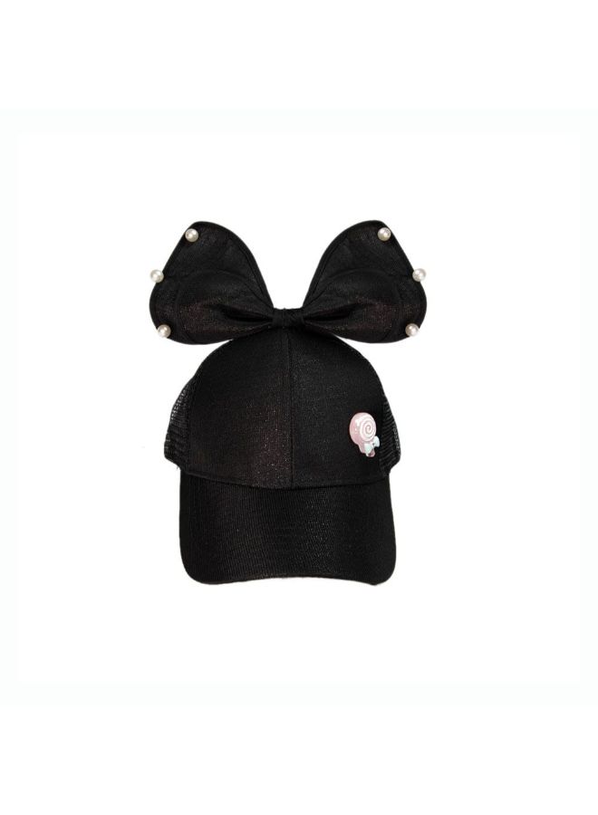 Big Bow Detail Cap Black