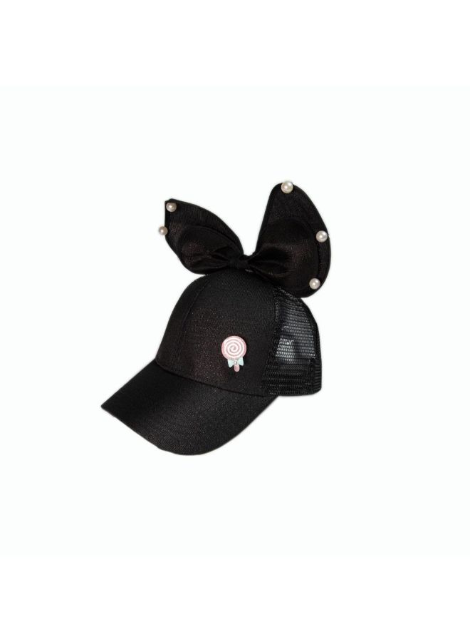 Big Bow Detail Cap Black