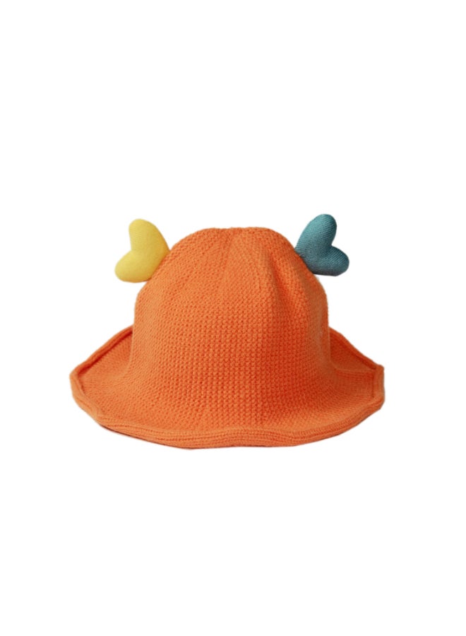 Applique Detail Bucket Style Cap Orange