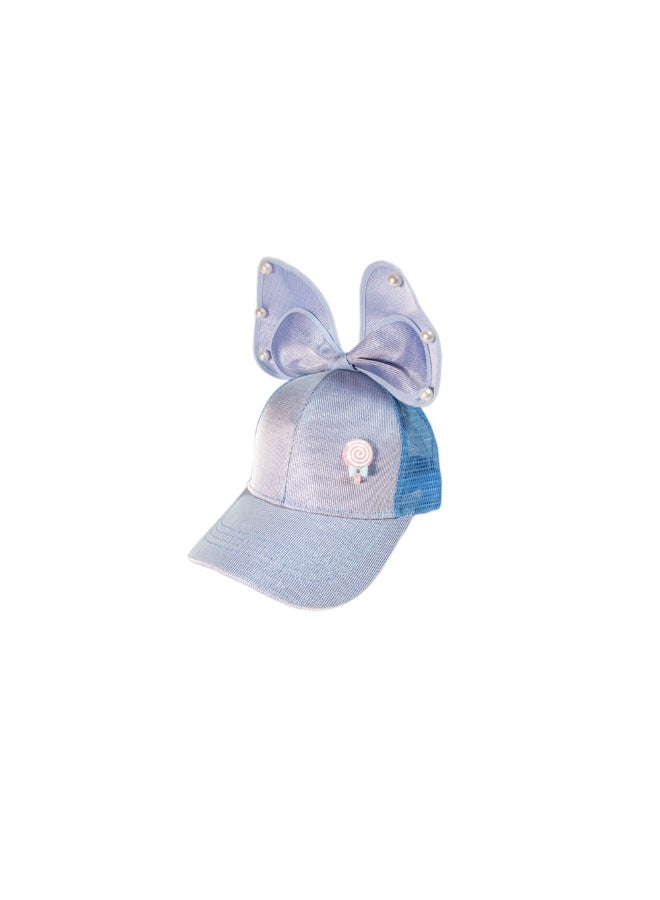 Big Bow Feature Base-Ball Style Cap Blue