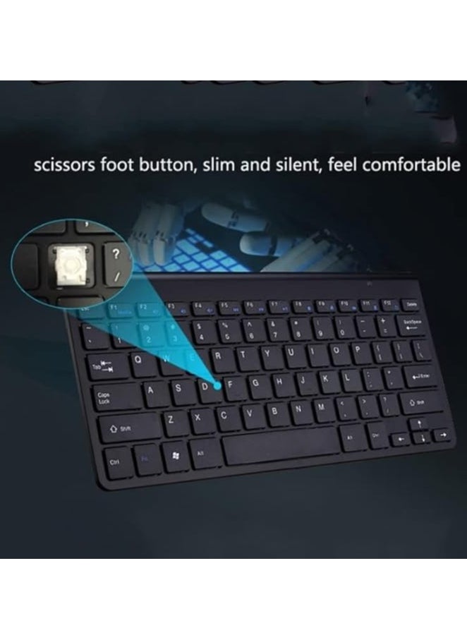 Ultra Thin Portable Keyboard Silent 2.4Ghz Wireless Keyboard & Mouse Combo for Computer, Laptop - Black