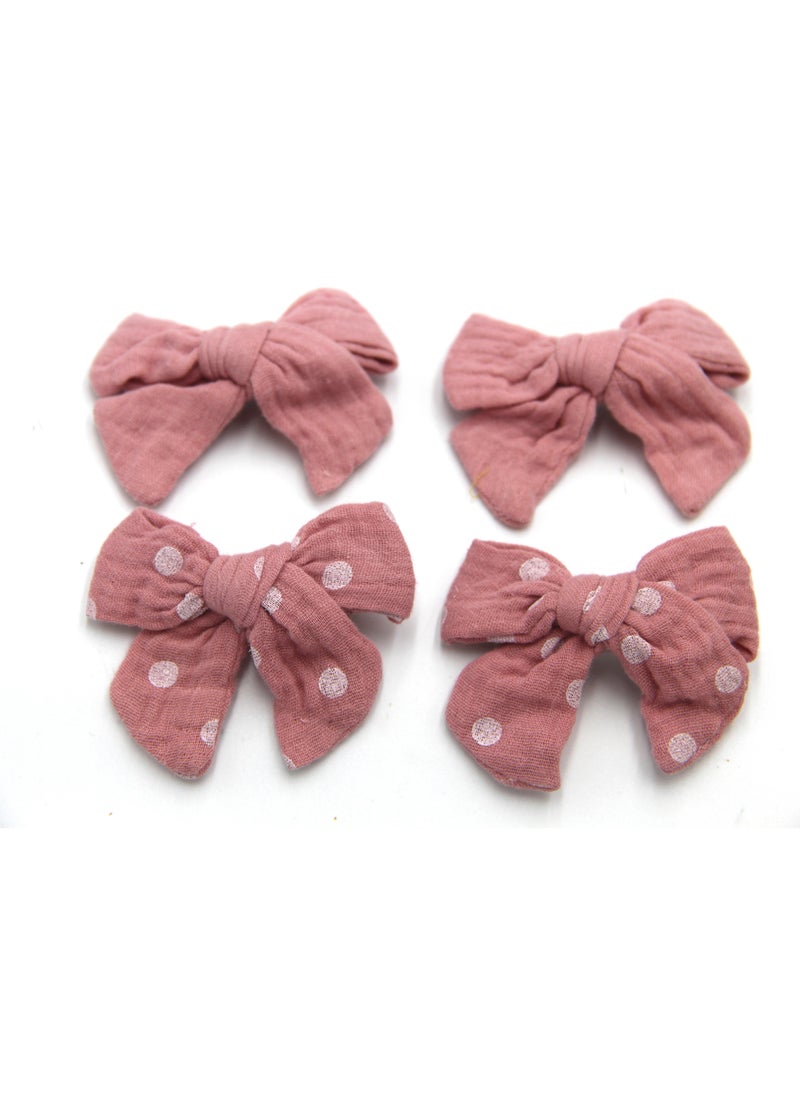 Adella Ribbon Bow Clip Set For Babies and Girls -  Pink & Dark Pink