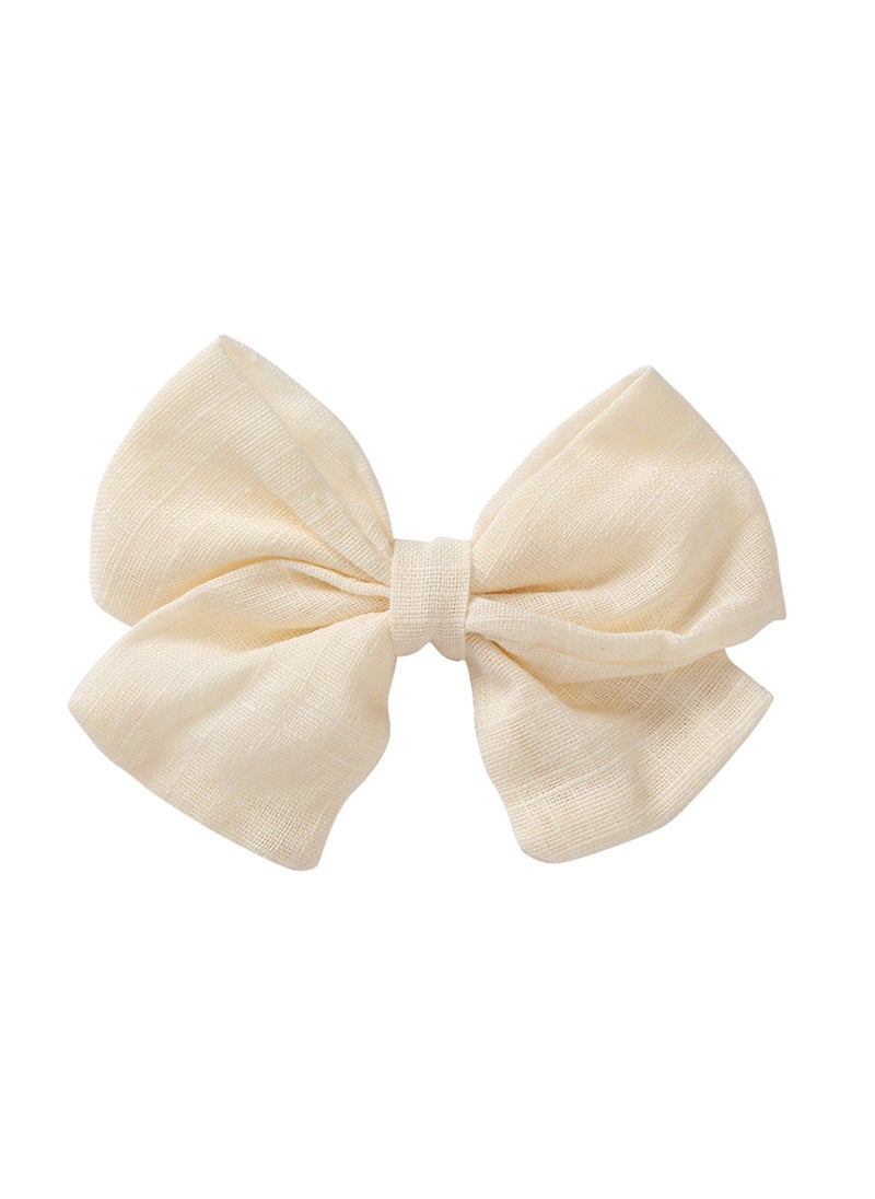 Rana Ribbon Bow Clip Set For Babies and Girls -  Cream & Brown