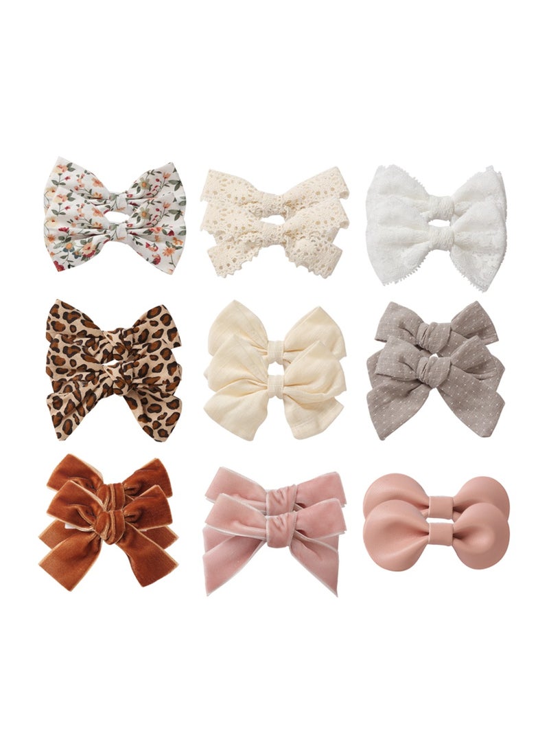 Rana Ribbon Bow Clip Set For Babies and Girls -  Cream & Brown