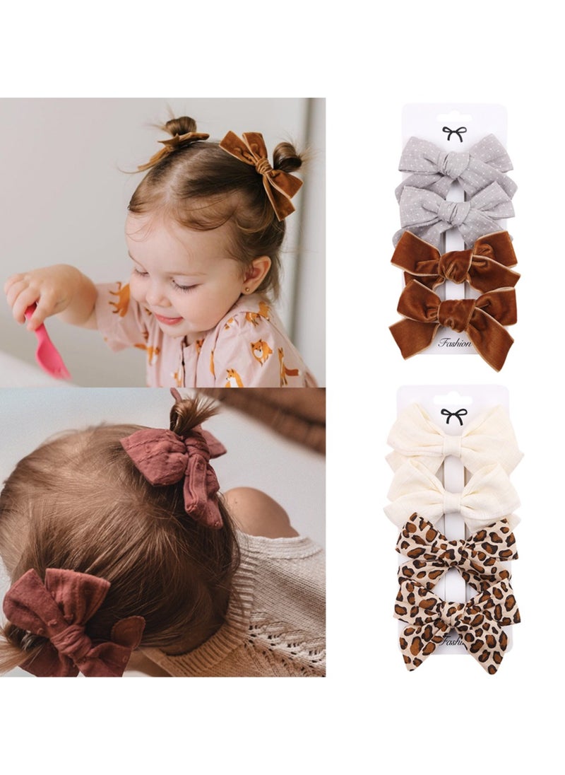 Rana Ribbon Bow Clip Set For Babies and Girls -  Cream & Brown