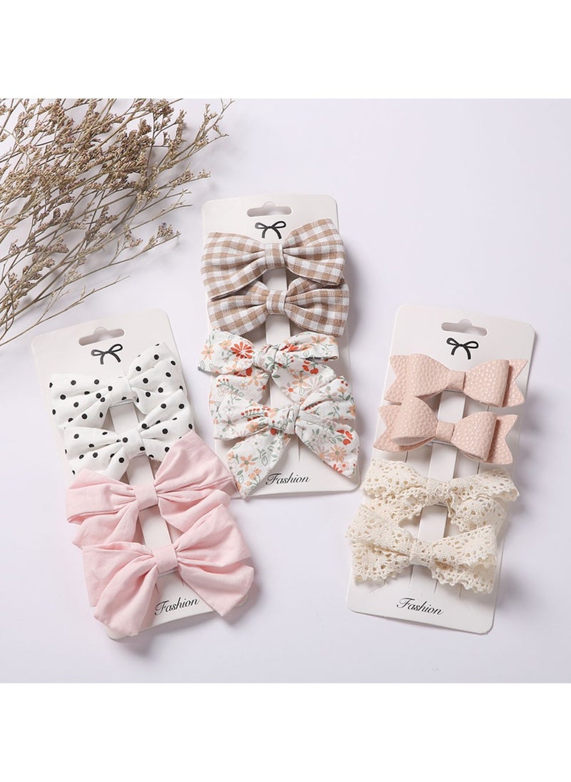 Rana Ribbon Bow Clip Set For Babies and Girls -  White & Baby Pink