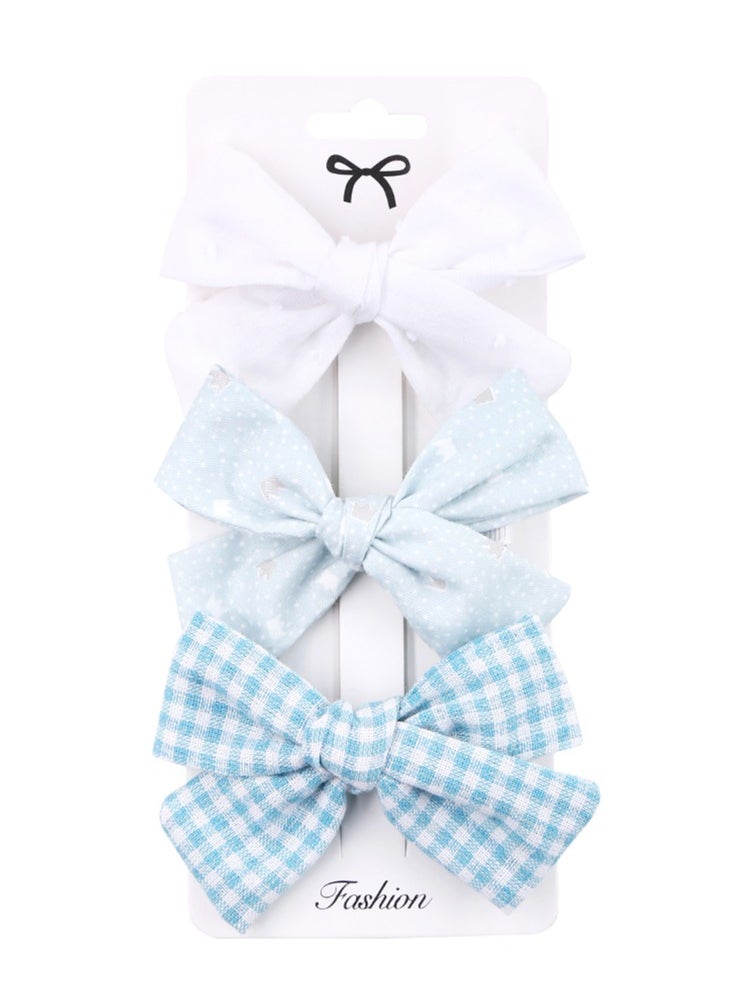 Rabia Ribbon Bow Clip Set For Babies and Girls - Green & Multicolor