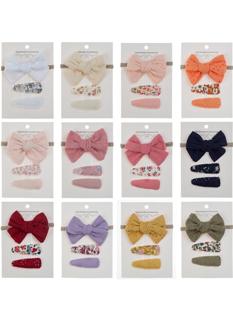 Jana Ribbon Bow Clip Set with Ponytail For Babies and Girls - Dark Pink
