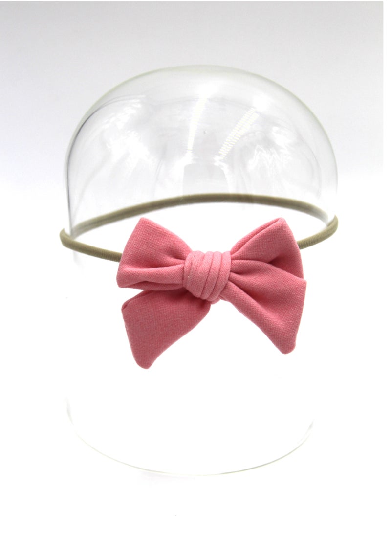 Sara Ribbon Bow Clip Set with Ponytail For Babies and Girls - Light Pink