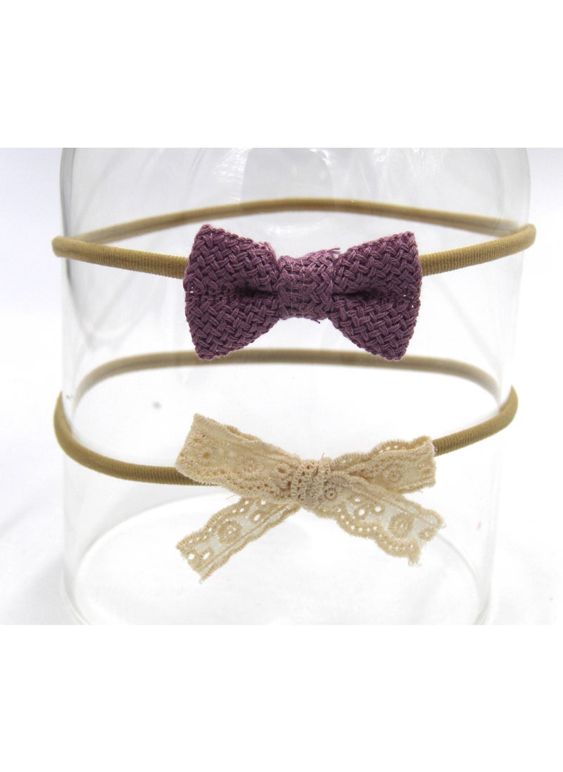 Ria Ribbon Bow Clip Set with Ponytail For Babies and Girls - Purple