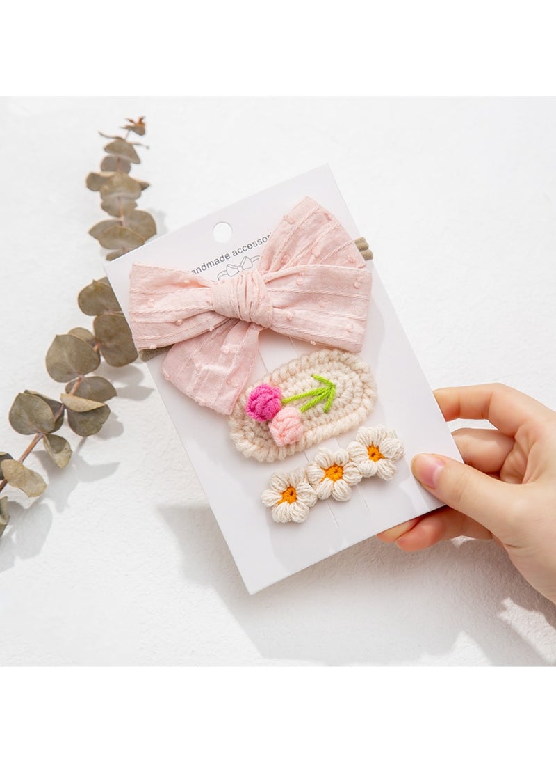 Angela Ribbon Bow Clip Set For Babies and Girls - Baby Pink