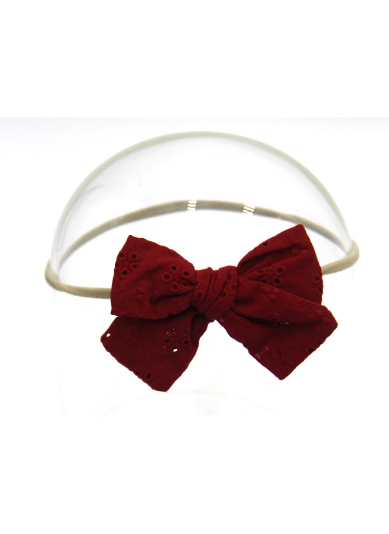 Angela Ribbon Bow Clip Set For Babies and Girls - Burgundy