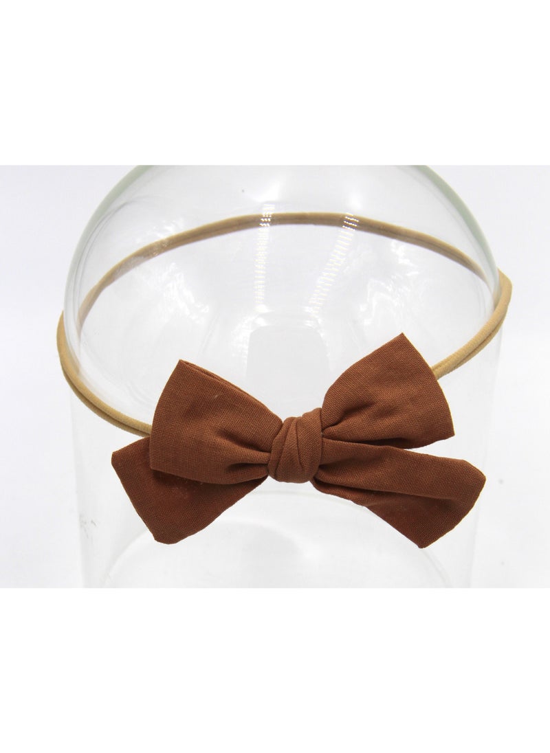 Angela Ribbon Bow Clip Set For Babies and Girls - Brown