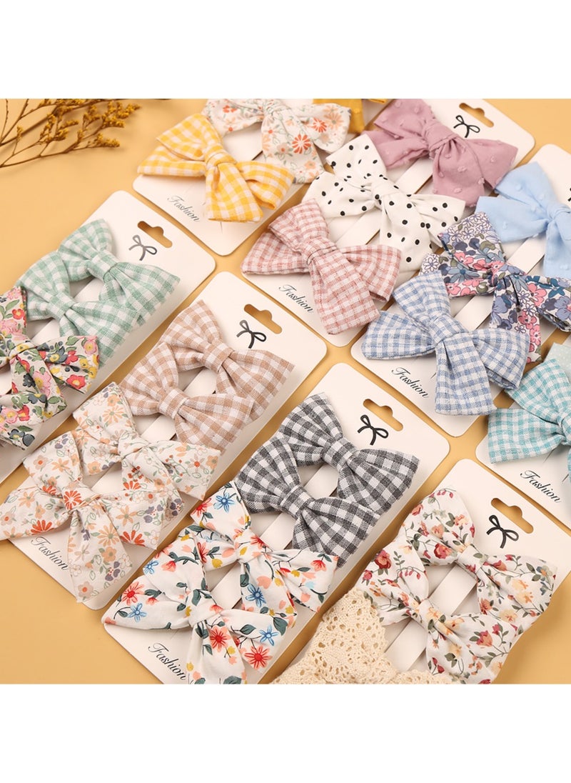 Rana Ribbon Bow Clip Set For Babies and Girls -  Grey & Multicolor